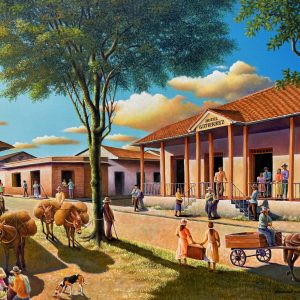 Esquina parque principal año 1940 Villeta-Cundinamarca (1.20 x 0.90)